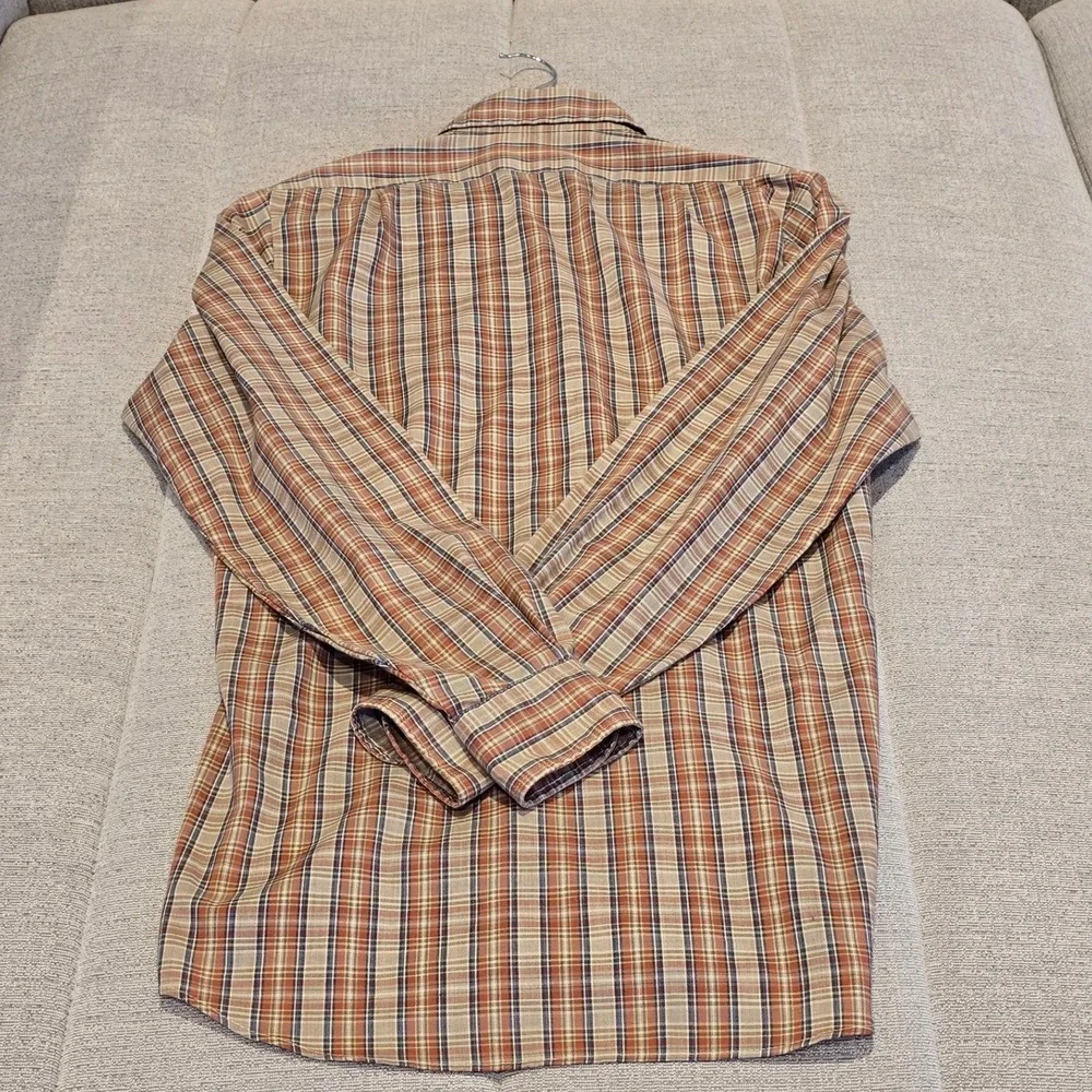 Levis Action Shirt Mens Small Orange Plaid Long Sleeve Button Down‎ Made in USA